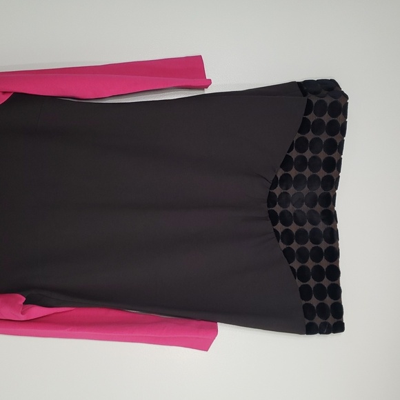 Britt Ryan Mini Dress 10 Black Pink Long Sleeve Color Block Preppy Cocktail - Picture 3 of 13